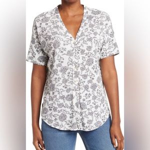 BOBEAU Floral Button Up Tie Front